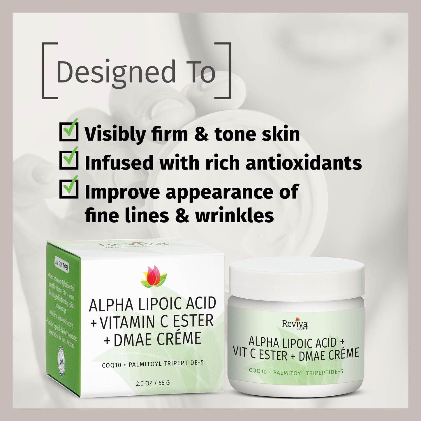 Reviva Labs Alpha Lipoic Acid Vitamin C Ester DMAE Cream 2 oz