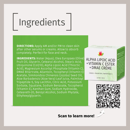Reviva Labs Alpha Lipoic Acid Vitamin C Ester DMAE Cream 2 oz