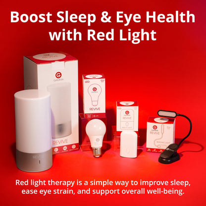 Revive - 670nm Red Light Bulb by Gamma - Sleep Therapy - Melatonin Promoting Natural Sleep Aid