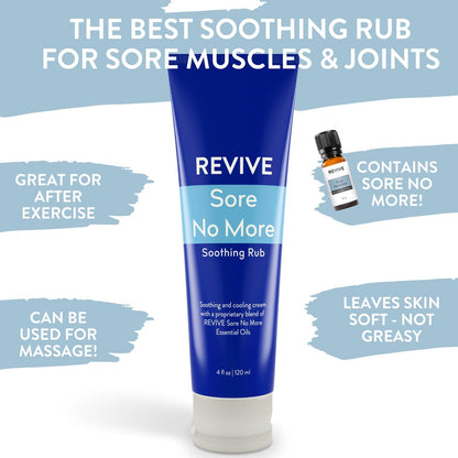 Sore No More Soothing Rub by Revive Essential Oils – 4 oz Plant-Based Cream with Menthol for Muscle & Joint Relief