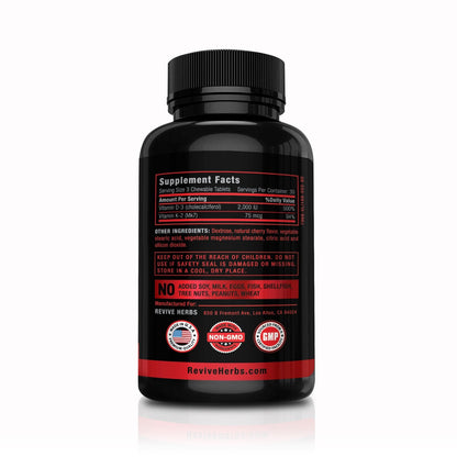 Revive Herbs Vitamin K2 D3 Cherry Chewables – MK7 75 mcg + D3 2000 IU for Bone & Heart Health | 90-Count