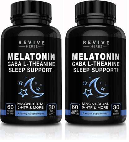 Revive Herbs Melatonin GABA L-Theanine – 60 Veggie Capsules (2-Pack)