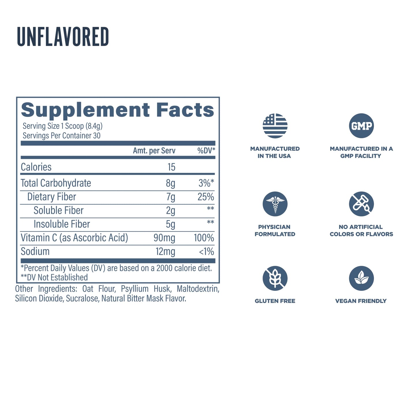 Revive MD Fiber Supplement for Digestive Health – 5g Fiber per Serving with Psyllium Husk (Unflavored, 30 Servings)