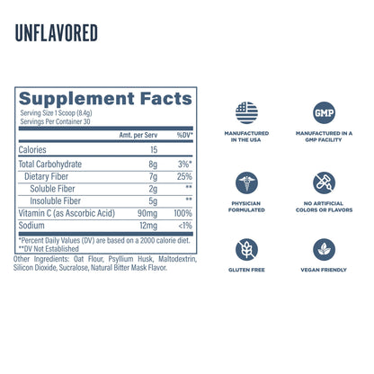 Revive MD Fiber Supplement for Digestive Health – 5g Fiber per Serving with Psyllium Husk (Unflavored, 30 Servings)