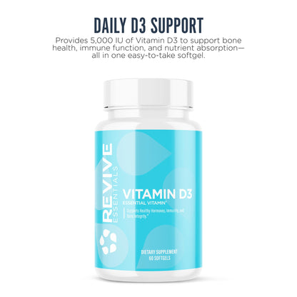 Revive MD Vitamin D3 5000 IU – Immune & Bone Health (60 Softgels)