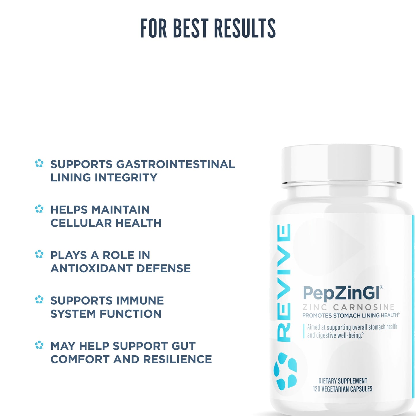 Revive MD Zinc Carnosine Supplement – Gut Health & Immune Support (120 Capsules)