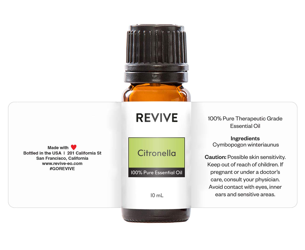 REVIVEEO Citronella Essential Oil – 100% Pure Therapeutic Grade for Diffuser, Humidifier, Massage & Aromatherapy