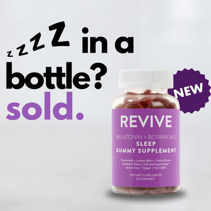 REVIVEEO Melatonin & Botanicals Sleep Gummies – 5 mg Melatonin, Blueberry, Pack of 2