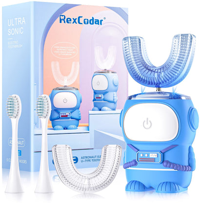 RexCodar Ultrasonic Kids Toothbrush – U-Shaped, Navy, 5 Modes, 60s Timer