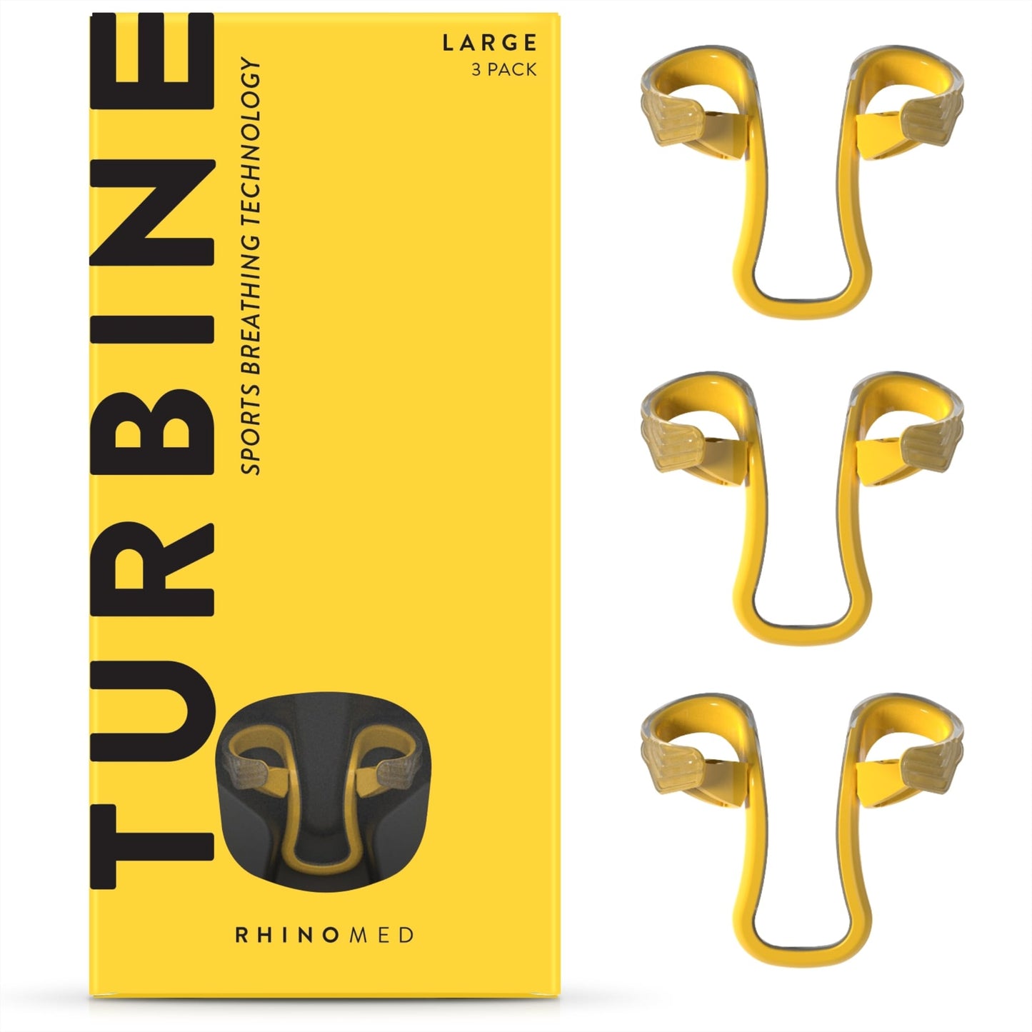 Rhinomed Turbine Nasal Dilator for Athletic Breathing - Large 3pk | Lightweight, Drug-Free Nasal Stent