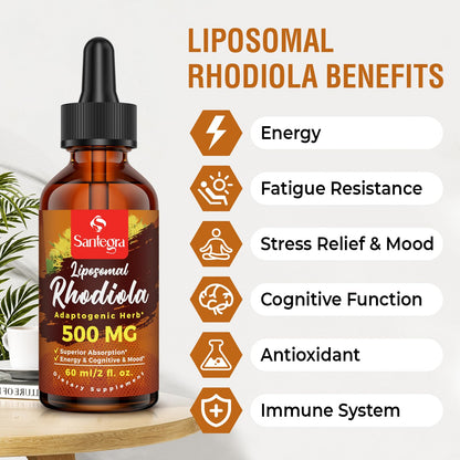 57,000 MG Liposomal Rhodiola Rosea with Ashwagandha – Liquid 120 ml | High Absorption, Vegan & Sugar/Gluten-Free