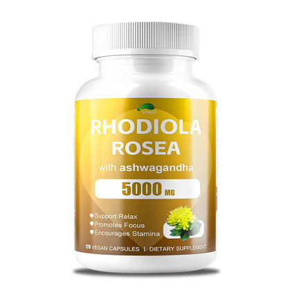 4000MG Rhodiola Rosea with Ashwagandha – Organic Adaptogen for Clarity & Vitality | 120 Capsules