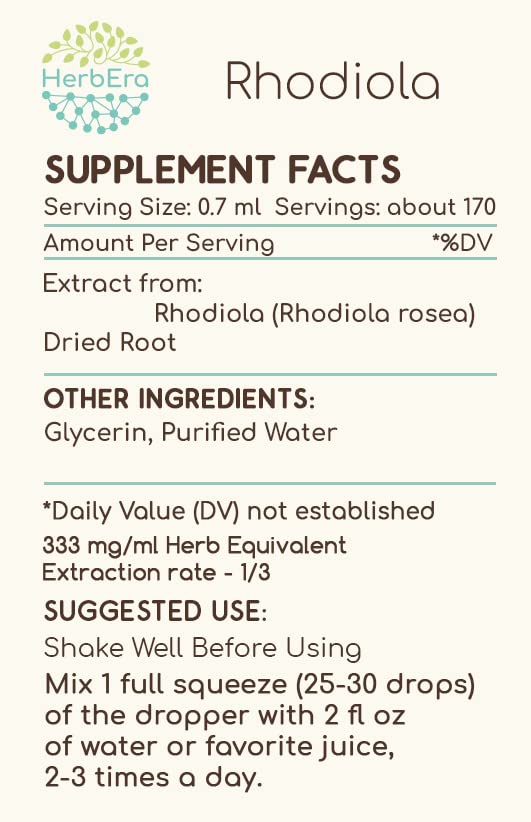 Rhodiola B120 Alcohol-Free Tincture – 4 fl oz (Rhodiola Rosea Dried Root)
