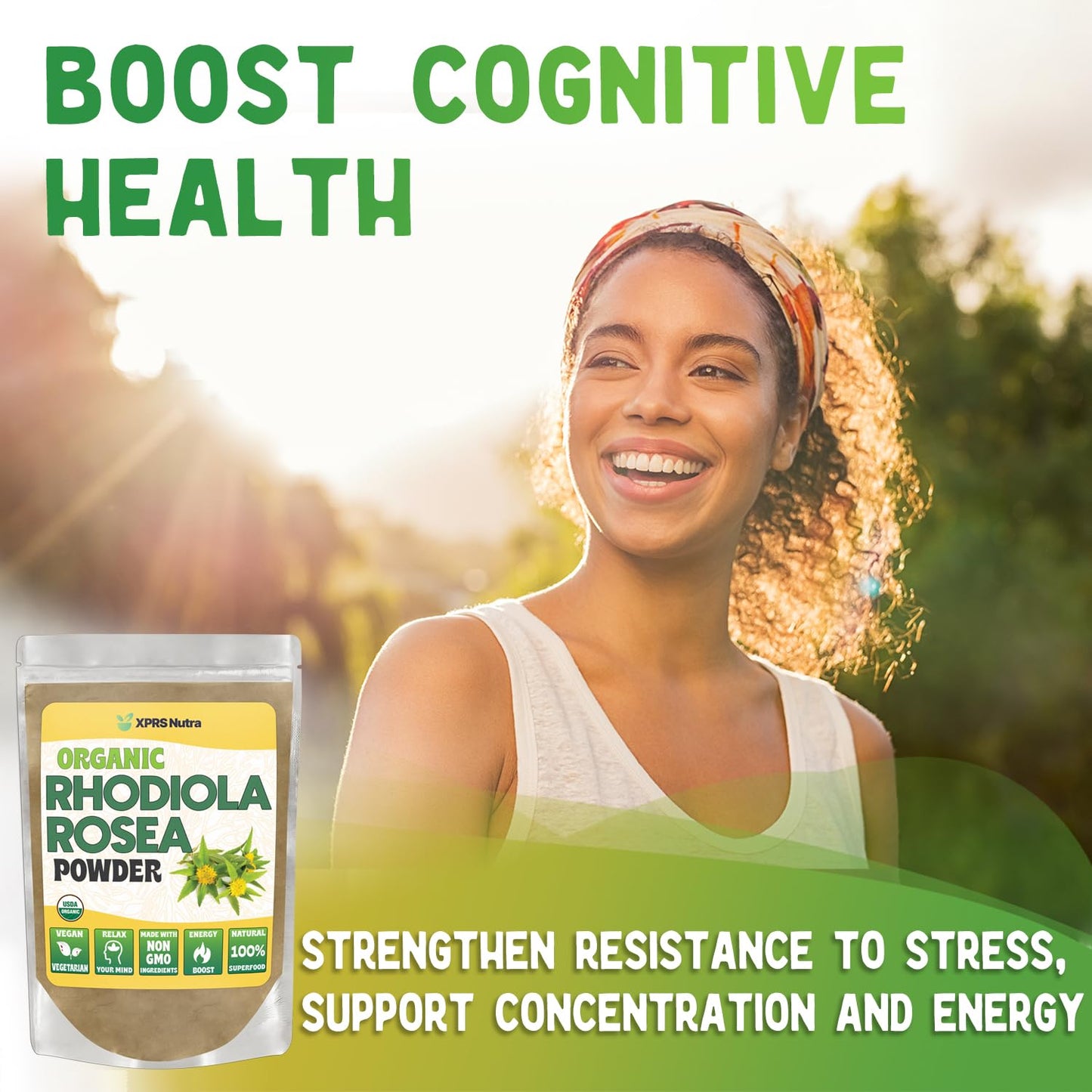 XPRS Nutra Organic Rhodiola Rosea Powder – USDA Organic, Vegan, Cognition & Energy (1 oz)
