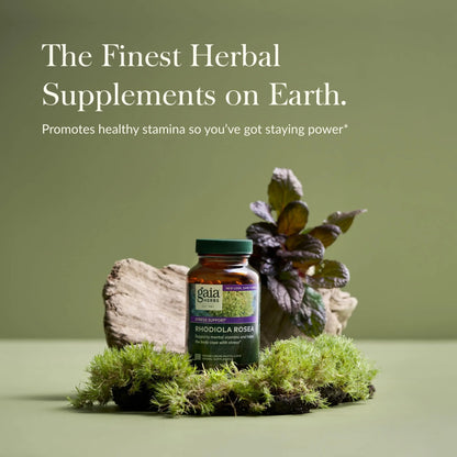 Gaia Herbs Rhodiola Rosea - Stress Support & Endurance - Siberian Root Extract - 120 Vegan Liquid Phyto-Caps (120 Servings) BritishVita | Premium UK Vitamins & Wellness Supplements