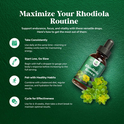 Rhodiola Rosea Tincture - High Potency for Stress & Mood (120 Servings)