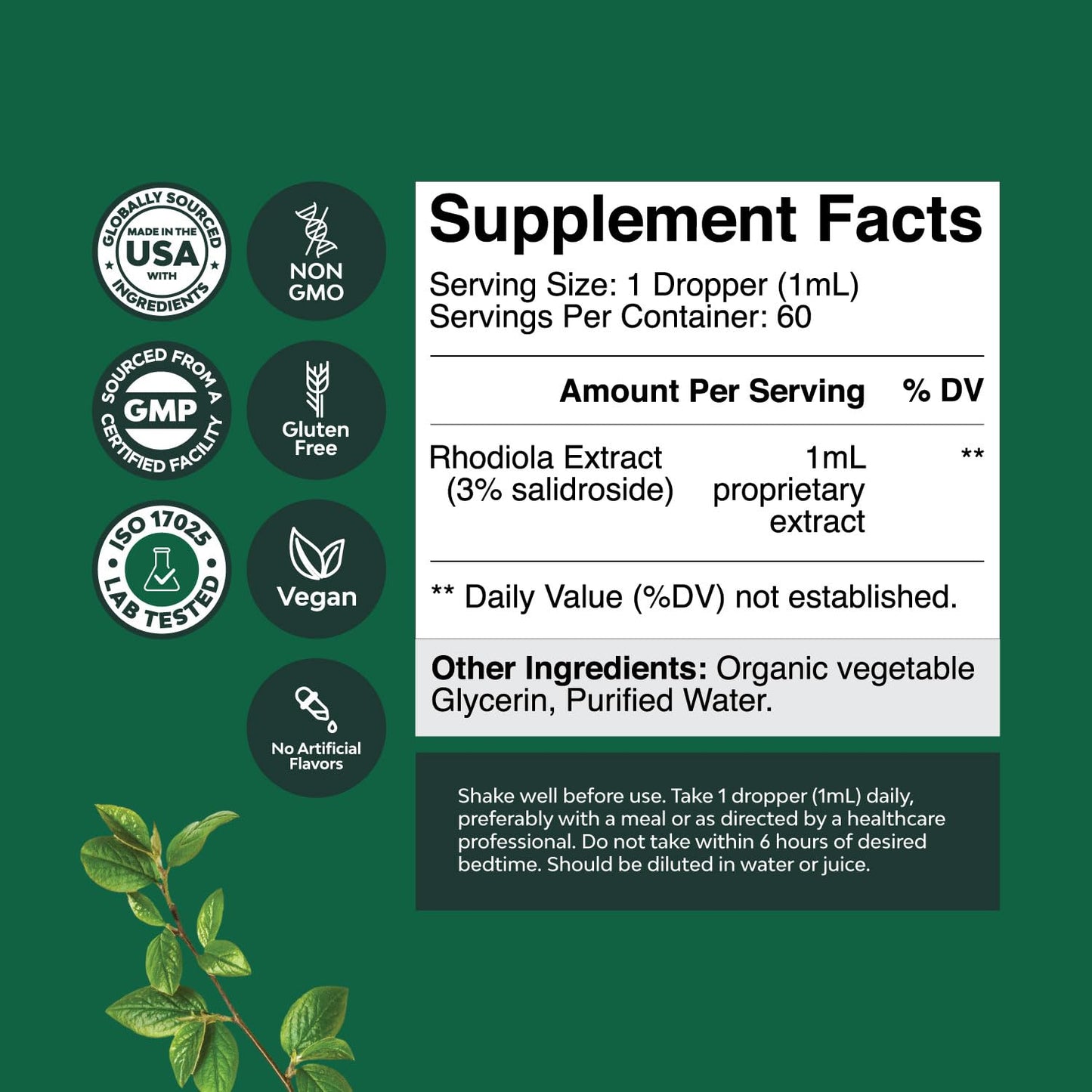 Rhodiola Rosea Tincture - High Potency for Stress & Mood (120 Servings)