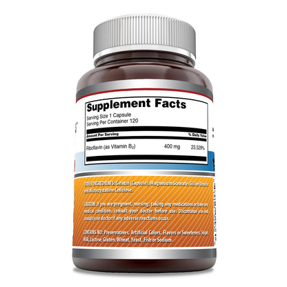 Amazing Formulas Riboflavin 400mg – 120 Capsules | Non-GMO, Gluten Free, Made in USA