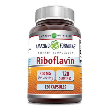 Amazing Formulas Riboflavin 400mg – 120 Capsules | Non-GMO, Gluten Free, Made in USA