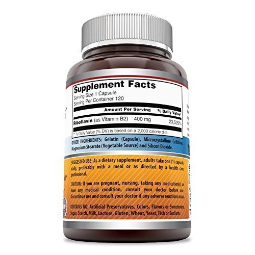 Amazing Formulas Riboflavin 400mg – 120 Capsules | Non-GMO, Gluten Free, Made in USA