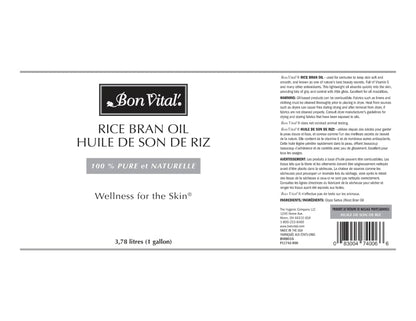 Bon Vital' Rice Bran Oil | 100% Pure Cold-Pressed Carrier Oil for Massage & Skin | 1 Gallon