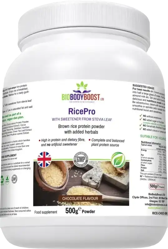 RicePro Chocolate Rice Protein Powder | Dairy-Free Vegan Protein UK Fashionfitz