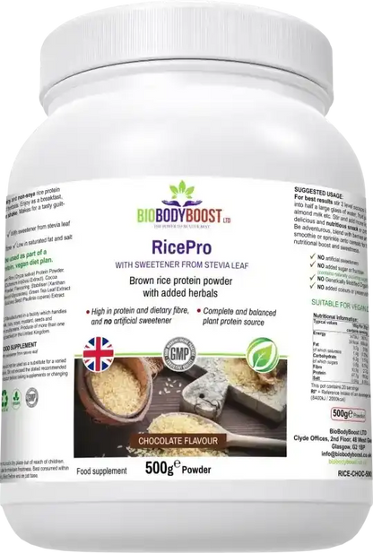 RicePro Chocolate Rice Protein Powder | Dairy-Free Vegan Protein UK Fashionfitz