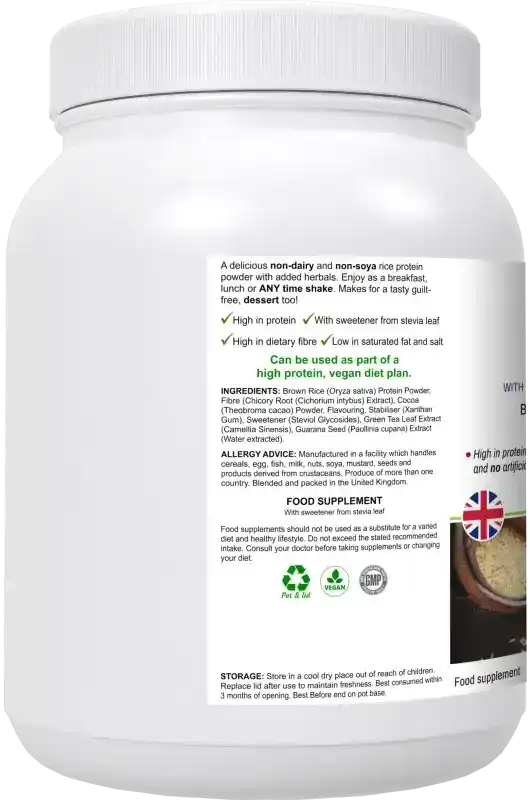 RicePro Chocolate Rice Protein Powder | Dairy-Free Vegan Protein UK Fashionfitz