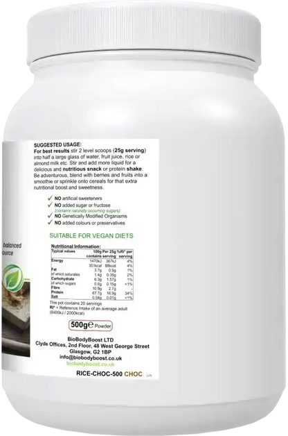 RicePro Chocolate Rice Protein Powder | Dairy-Free Vegan Protein UK Fashionfitz