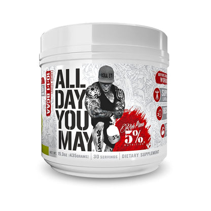 5% Nutrition Rich Piana AllDayYouMay BCAA Powder | Intra & Post-Workout Aminos, Hydration & Endurance – Lemon Lime, 15.3 oz
