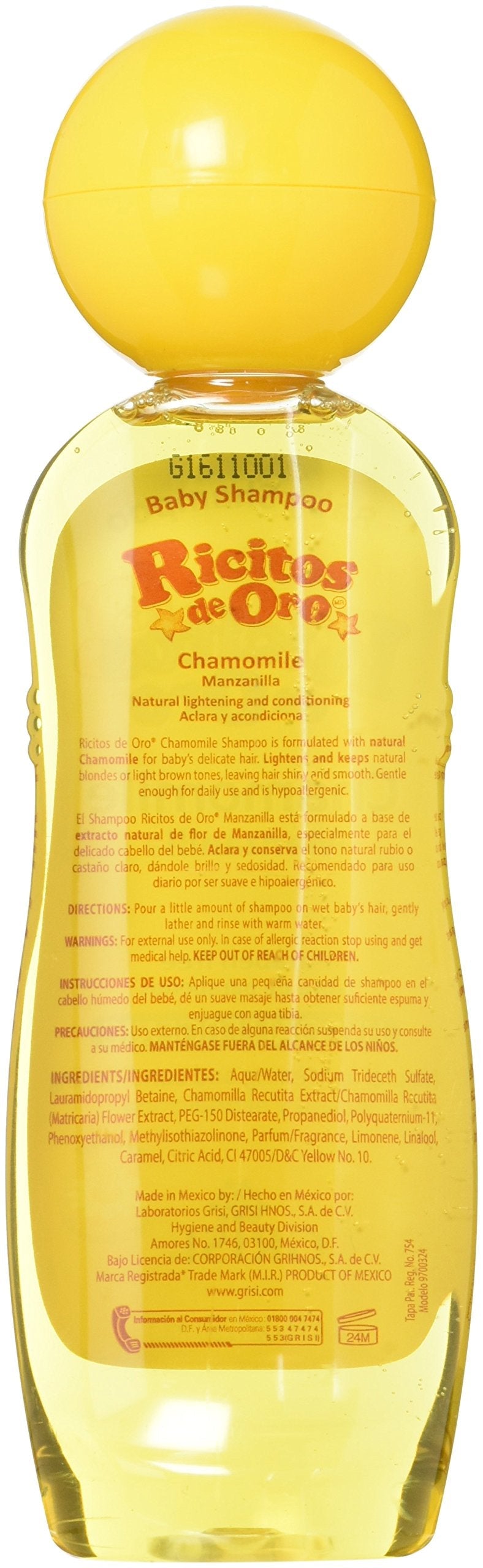 3-Pack Ricitos de Oro Chamomile Baby Shampoo – Hypoallergenic, Tear-Free (8.4 oz / 250 ml each)
