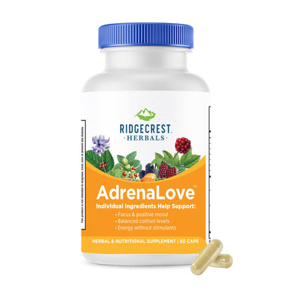 RidgeCrest Herbals AdrenaLove - Stress & Energy Support with Adaptogens (60 Vegan Caps, 30 Serv)