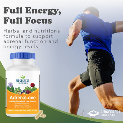 RidgeCrest Herbals AdrenaLove - Stress & Energy Support with Adaptogens (60 Vegan Caps, 30 Serv)