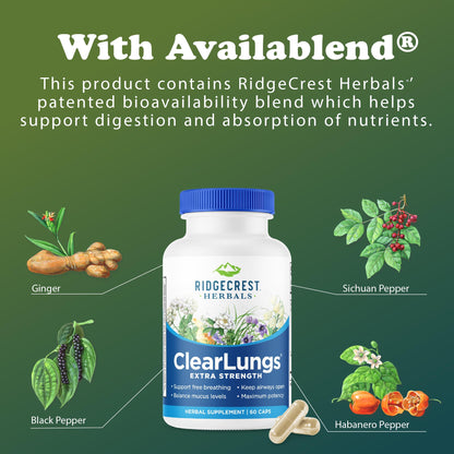 RidgeCrest ClearLungs Extra Strength – Natural Lung & Respiratory Support (60 Caps, 30 Serv)