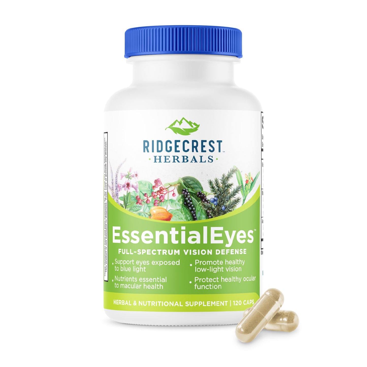 Ridgecrest Herbals EssentialEyes – Natural Eye Vitamin with Lutein, Zeaxanthin & Bilberry Extract | 120 Vegan Caps