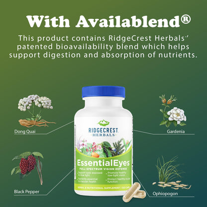 Ridgecrest Herbals EssentialEyes – Natural Eye Vitamin with Lutein, Zeaxanthin & Bilberry Extract | 120 Vegan Caps