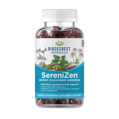 RidgeCrest Herbals SereniZen Gummies – Ashwagandha, GABA & L-Theanine for Relaxation & Sleep (60 Ct)