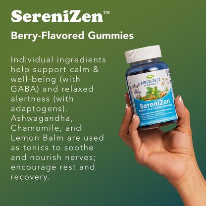 RidgeCrest Herbals SereniZen Gummies – Ashwagandha, GABA & L-Theanine for Relaxation & Sleep (60 Ct)