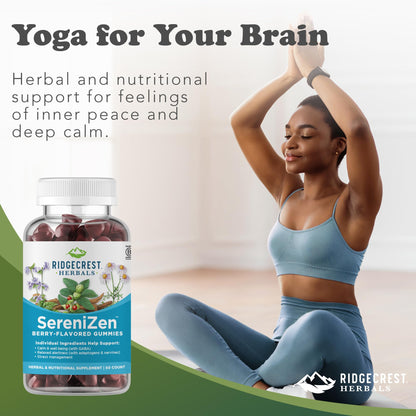 RidgeCrest Herbals SereniZen Gummies – Ashwagandha, GABA & L-Theanine for Relaxation & Sleep (60 Ct)
