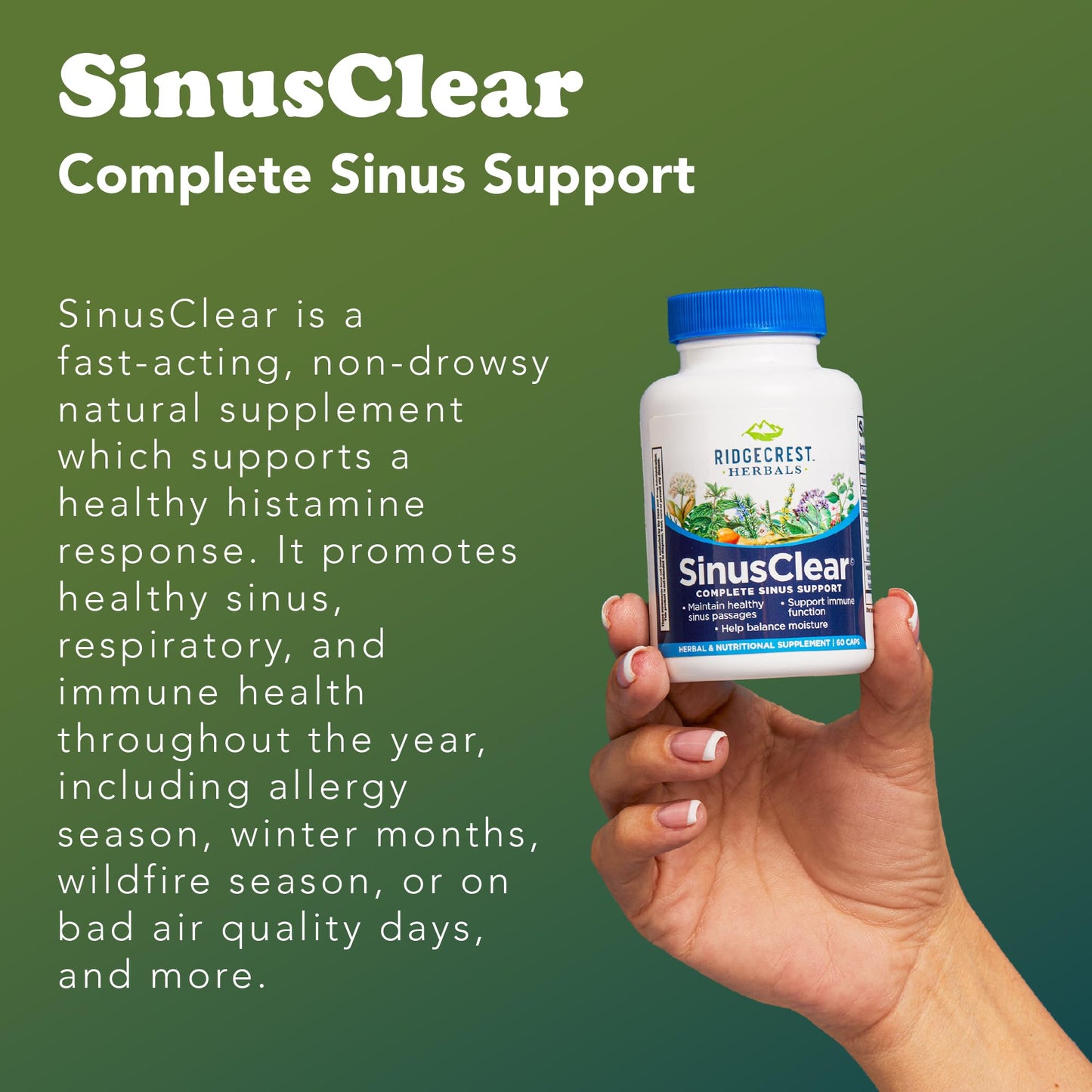 RidgeCrest SinusClear – Complete Sinus & Nasal Health (60 Veg Caps)