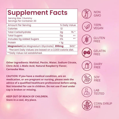 Riev Magnesium Glycinate Gummies 200mg – Sugar-Free, Vegan & Non-GMO | Lemon Citrus 30 Gummies