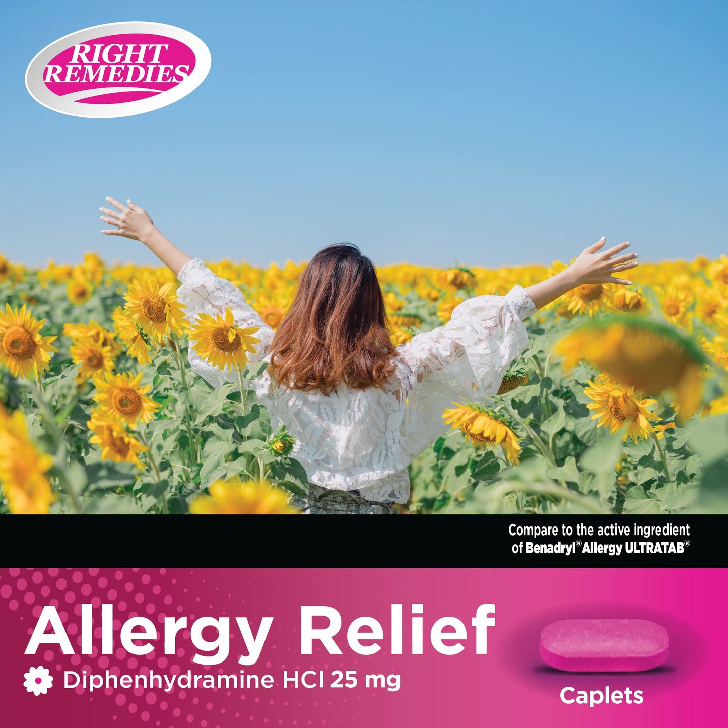 RIGHT REMEDIES Allergy Relief Diphenhydramine HCl 25 mg, 600 Count — Compared to Ultratabs
