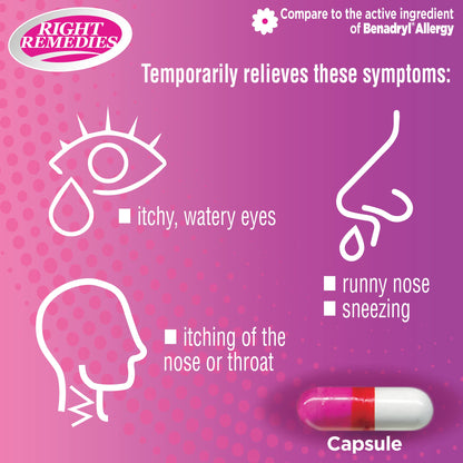 RIGHT REMEDIES Allergy Relief - Diphenhydramine HCl 25 mg, 1000 Capsules