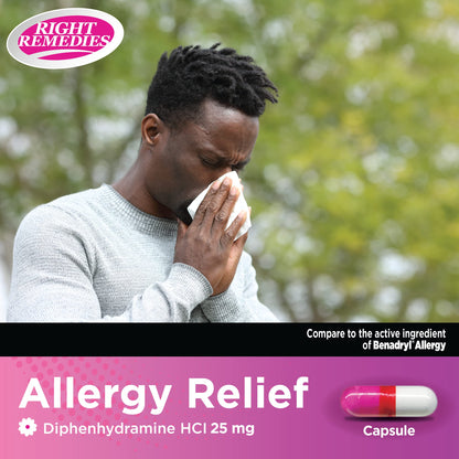 RIGHT REMEDIES Allergy Relief - Diphenhydramine HCl 25 mg, 1000 Capsules