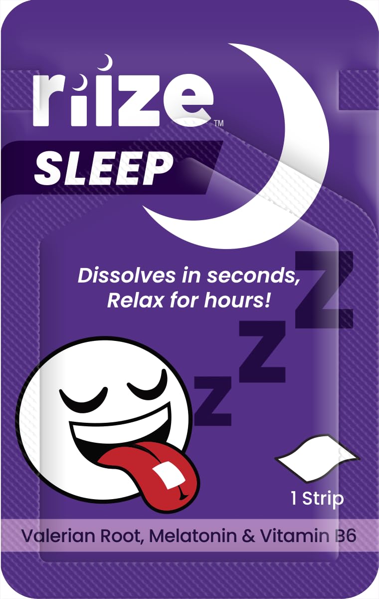 Riize Sleep Strips — Fast Acting Sleep Aid with 5mg Melatonin, Valerian Root, L-Theanine, Vitamin B6 (Vegan, 6 Count)