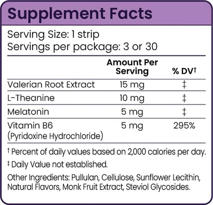 Riize Sleep Strips — Fast Acting Sleep Aid with 5mg Melatonin, Valerian Root, L-Theanine, Vitamin B6 (Vegan, 6 Count)