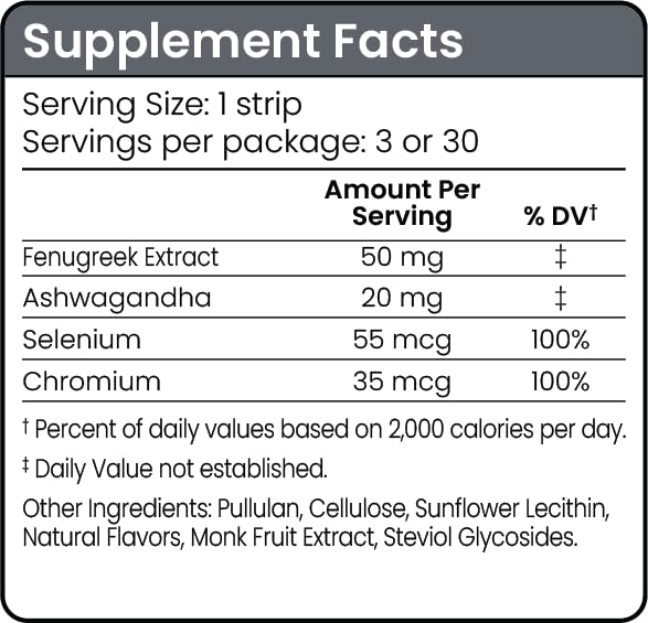 Riize Xtra Strips (30) - Fast-Dissolving Oral Strips with Ashwagandha & Fenugreek