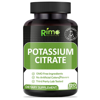 Rimo Nutrition Potassium Citrate Supplement - No Additives | 120 Servings