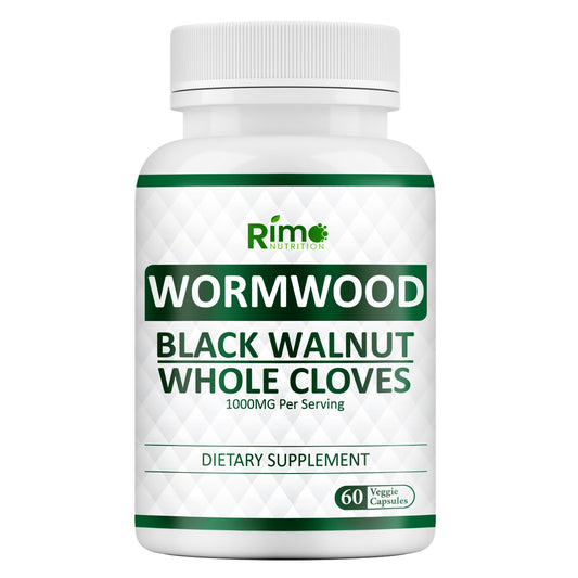 Rimo Nutrition Wormwood, Black Walnut & Clove Capsules - 60 Capsules Non-GMO BritishVita | Premium UK Vitamins & Wellness Supplements