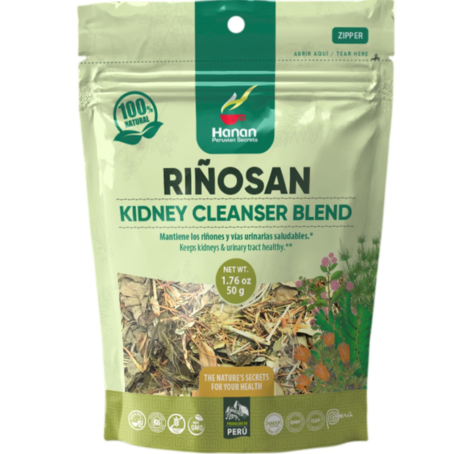 Hanan Riñosan Herbal Blend – Kidney Cleanse Tea 1.8 oz (50 g) with Chanca Piedra, Horsetail & Cat's Claw